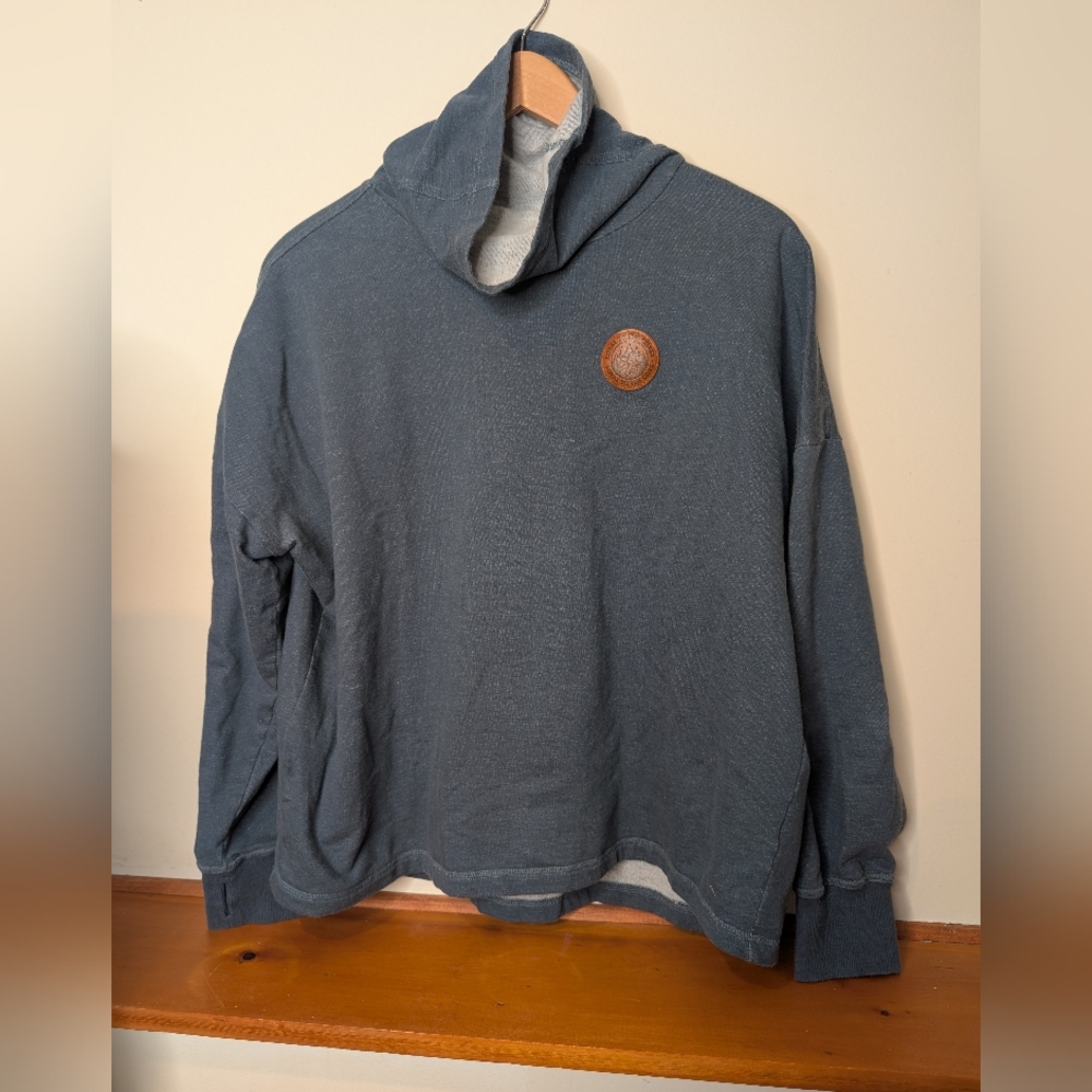 Ski The East Born From Ice Hoodie Blue XL Cowl Neck Thumb Hole Sweatshirt